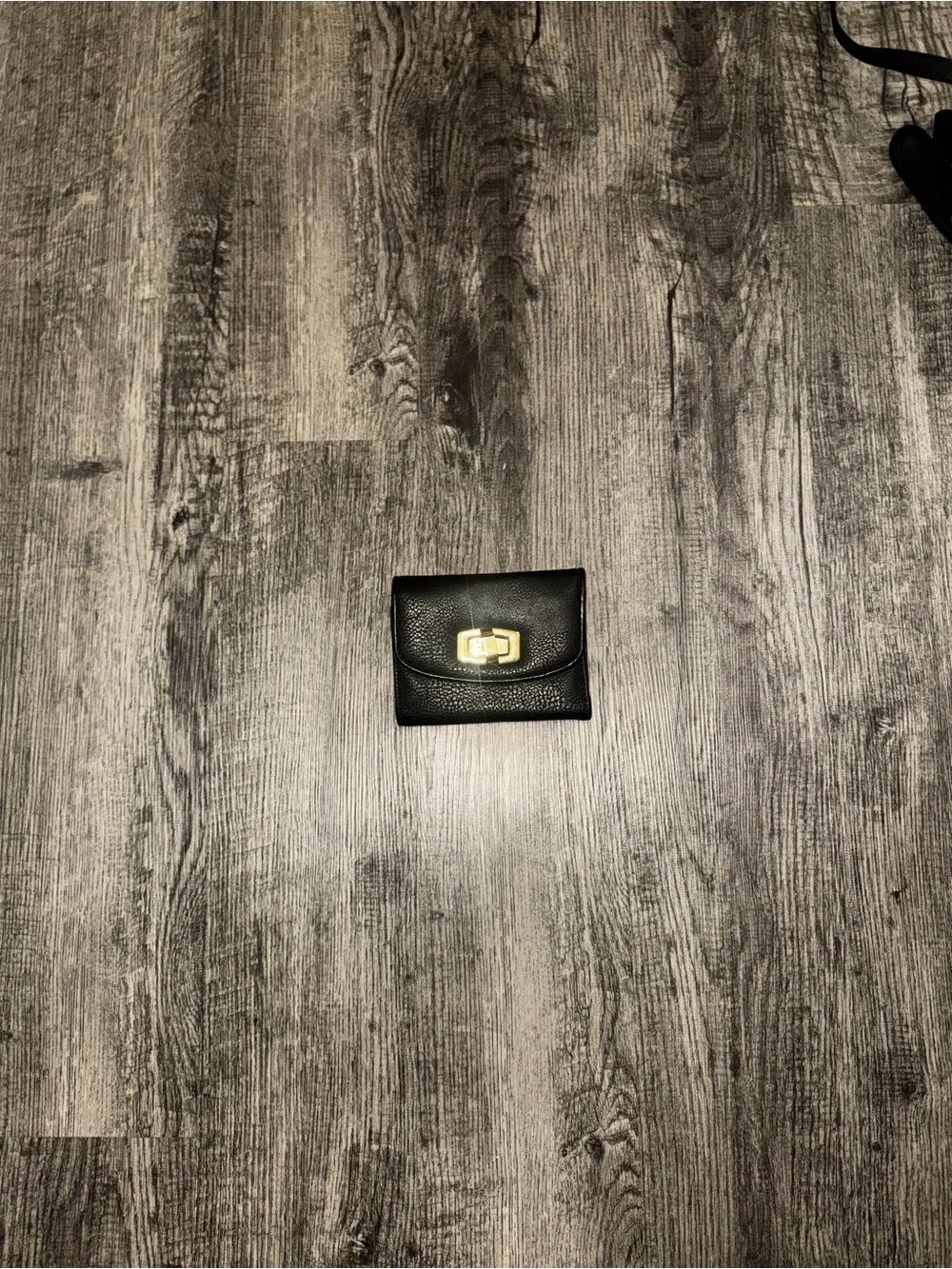 Black Leather Turn-Lock Wallet - Women Accessories